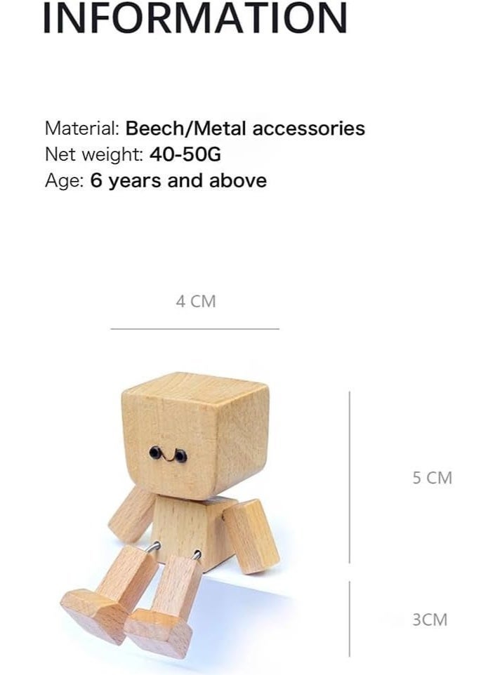 Bukela Wooden Car Figurine, Handmade Rocking Puppet, Fun Car Ornament, Wooden Desktop Decoration, Car Dashboard Accessory with 12 Magnetic Expressions - Image 2